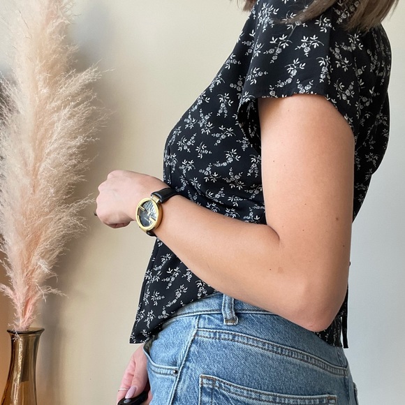 Vintage Black Floral Button-Up Blouse - Picture 2 of 10